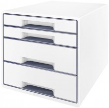 Ablagebox WOW Cube 4 Schubladen, weiß/grau, mit Auszugstopp und