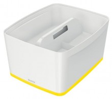 MyBox 18l, mittel, mit Deckel, weiß/gelb, 318x198x385mm,