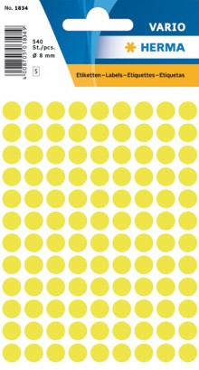 Etikett 8mm Farbpunkt l.gelb 540Et 1Pack