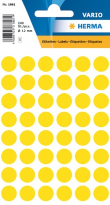 Etikett 13 mm Farbpunkt gelb 240 Etiketten à 1Packung