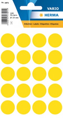 Etikett 19mm Farbpunkt gelb 100 Etiketten pro Packung