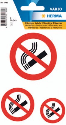 Hinweisetikett wetterfest Nicht rauchen 3St 1Pack