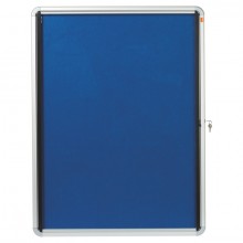 Schaukasten Innen Textilrückwand 9xA4 blau, Klapptür abschließbar