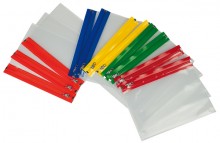 Gleitverschlussbeutel A4, transparent PE, Zip-Leiste in 5 Farben