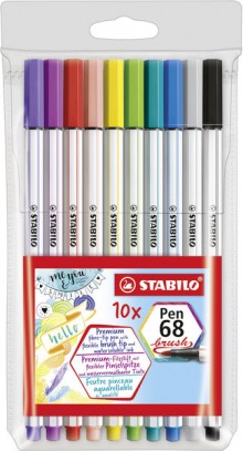 Fasermaler Pen 68 brush 10er Kunststoffetui, Strichstärke: variabel