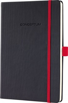 Notizbuch Conceptum, 80g, Hardcover schwarz-rot, kariert, Stiftschlaufe
