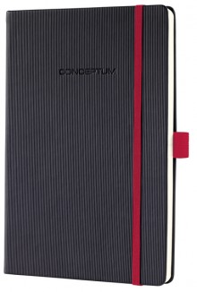 Notizbuch Conceptum, 80g, Hardcover schwarz-rot, liniert, Stiftschlaufe