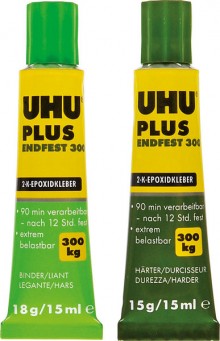 UHU Plus Endfest, 1 Tube Binder u. 1 Tube Härter, 33g