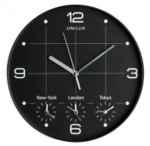 Quarz-Wanduhr "On Time", schwarz, Ø 30,5 cm, 4 verschiedene Zeitzonen