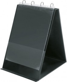 Tischflipchart A4 hoch schwarz 4-Ring Ø 20mm inkl. 10 Hüllen