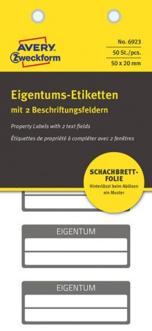 Inventar-Etikett 2 Beschriftungs- felder, VOID, schwarz, 50x20mm