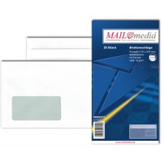 MAILmedia Briefumschlag kompakt, mit Fenster, selbstklebend, 75 g/qm, weiß