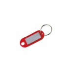Schlüsselanhänger, rot mit beschriftbaren Etiketten