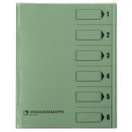 Ordnungsmappe, 6 Fächer, grün, A4, Mappe - Karton 250 g/m2, mit
