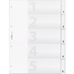 Kunststoff-Register, A4 5-tlg.,transparent