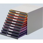 Schubladenbox A4 5 farbige Schübe, geschlossen, mit Beschiftungsfenster