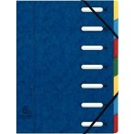 Eckspann-Ordnungsmappe 7 Fächer blau 425g/qm Manila Karton, Innenfach