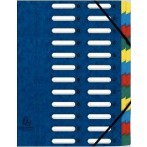 Eckspann-Ordnungsmappe 12 Fächer blau 425g/qm Manila Karton, Innenfach