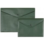 Sichttasche, A4, opak, grün schwarzer Druckknopf, geprägte Folie