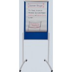 Kombi Moderationstafel mobil, 78 x 125 cm, Alurahmen, Filz blau
