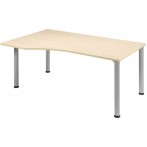 Schreibtisch links Ahorn/weißalu 4-Fuß Flex, BxT: 1800x800/1000mm