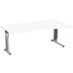 PC-Tisch rechts weiß/silber C-Fuß Flex, BxT: 1800x800/1000mm