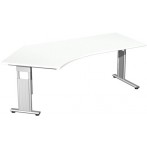 Schreibtisch 135° links weiß/silber, C-Fuß Flex