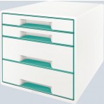 Ablagebox WOW Cube 5 Schubladen, weiß/blau, mit Auszugstopp und