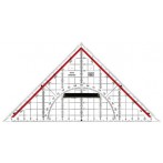 Zeichendreieck 22cm glasklar Skala rot hinterlegt 180°-1°,45°-Linie Markierte