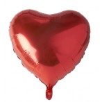 Folienlufballon, Ø 45cm, "Heart", rot, mit selbstschließendem Ventil