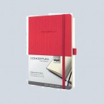 Notizbuch Conceptum, 80g, Softcover red, kariert, Stiftschlaufe