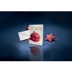 Weihnachts-Karte+Umschlag Chr. Bauble Lack-/Blind-/Folienpräg. Glanzkarton