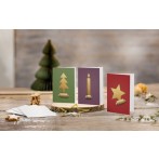 Weihnachts-Karten-Set inkl. Umschläge Cut-out style (gold), Weißkarton