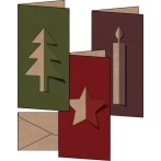 Weihnachts-Karten-Set inkl Umschläge Cut-out style, brauner Kraftkarton,
