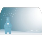 Weihnachts-Umschlag "Polar Bear" gummiert Weißpapier, 90 g, DIN lang