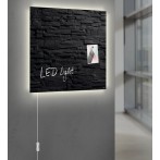 Glas-Magnetboard Artverum, Schiefer- Stone, LED-light, inkl. starker Magnete,