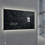 Glas-Magnetboard Artverum, Schiefer- Stone, LED-light, inkl. starker