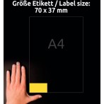 Etiketten permanent 70 x 37 mm gelb für I/L/K