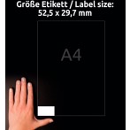Etikett I+L+FL+K 52,5x29,7 mm, weiß, rundrum Sicherheitskante 200 Blatt +