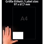 Etikett I+L+K 97x67,7 mm, weiß, m. Rand rundum 25 Blatt + 5 Blatt