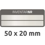 Inventar-Etikett Aluminium Folie schwarz,50x20mm,2 Beschriftungsfelder