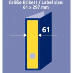 Rückenschild I+L+K lang/breit, gelb, A4, 61 x 297 mm, 20Bl=60St