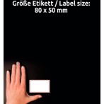 I+L+K Namens-Etiketten weiss, mit rotem Rahmen, 80 x 50 mm