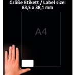Polyester-Etiketten transparent, 63,5x38,1 mm, 25 Blatt = 525 Stück