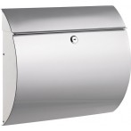 Briefkasten Stahl lackiert silber, gerundete Form, Maße:37,5x33x12 cm