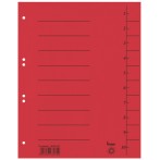 Trennblätter A4 vollfarbig rot mit Beschriftungslinien