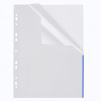 Index Sichthülle, PP, A4, EURO-Lochung transparent, Indexstreifen blau,