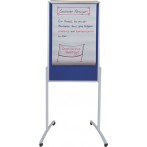Kombi Moderationstafel mobil, 78 x 125 cm, Alurahmen, Filz blau