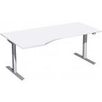 Schreibtisch Elektro-Hubtisch rechts B1800xT800xH650-1250mm, weiß/silber