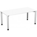 Schreibtisch B1600xT800mm weiß/weißalu, 4-Fuß Flex